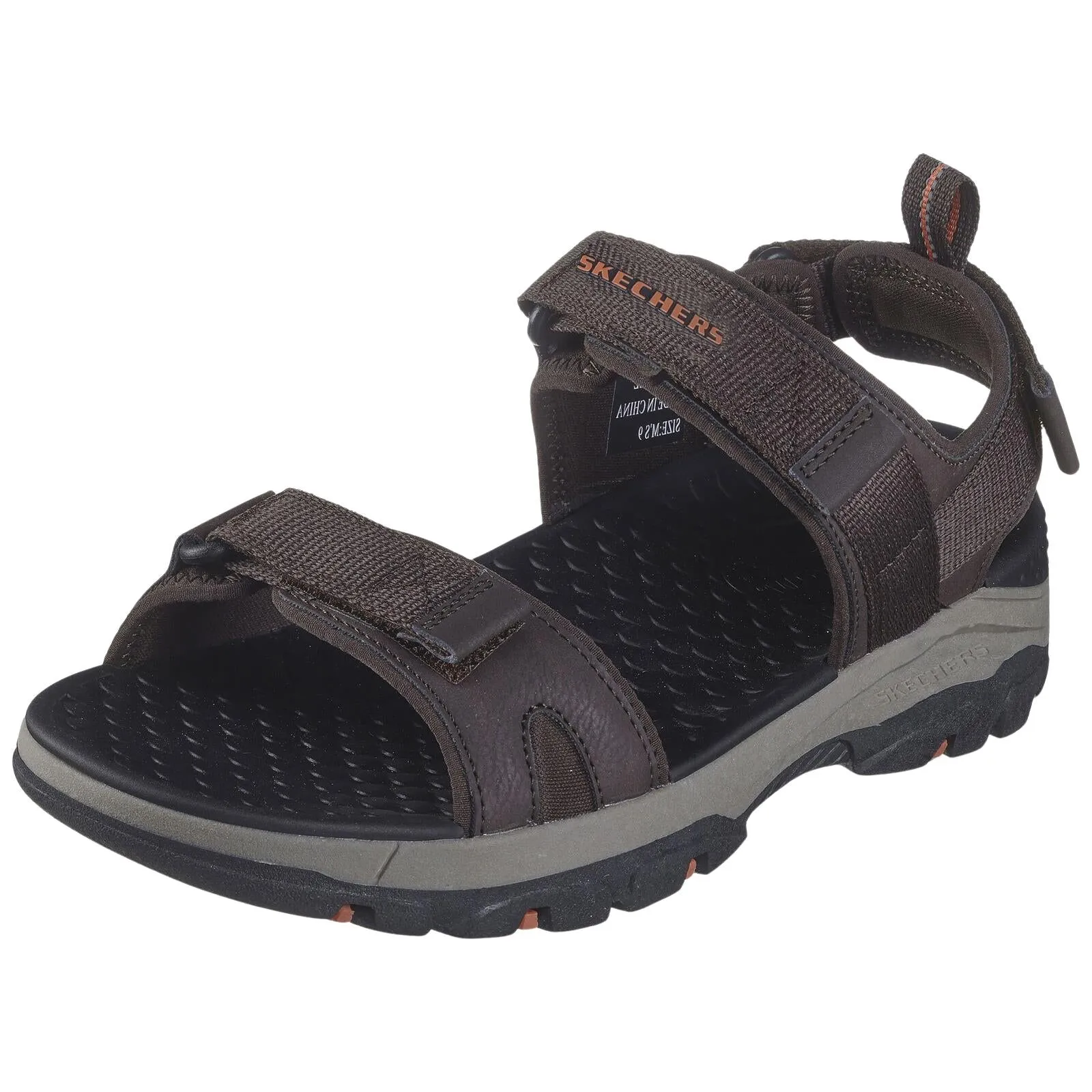 Skechers Mens Ryer Chocolate Brown Sports Walking Adjustable Vegan Sandal