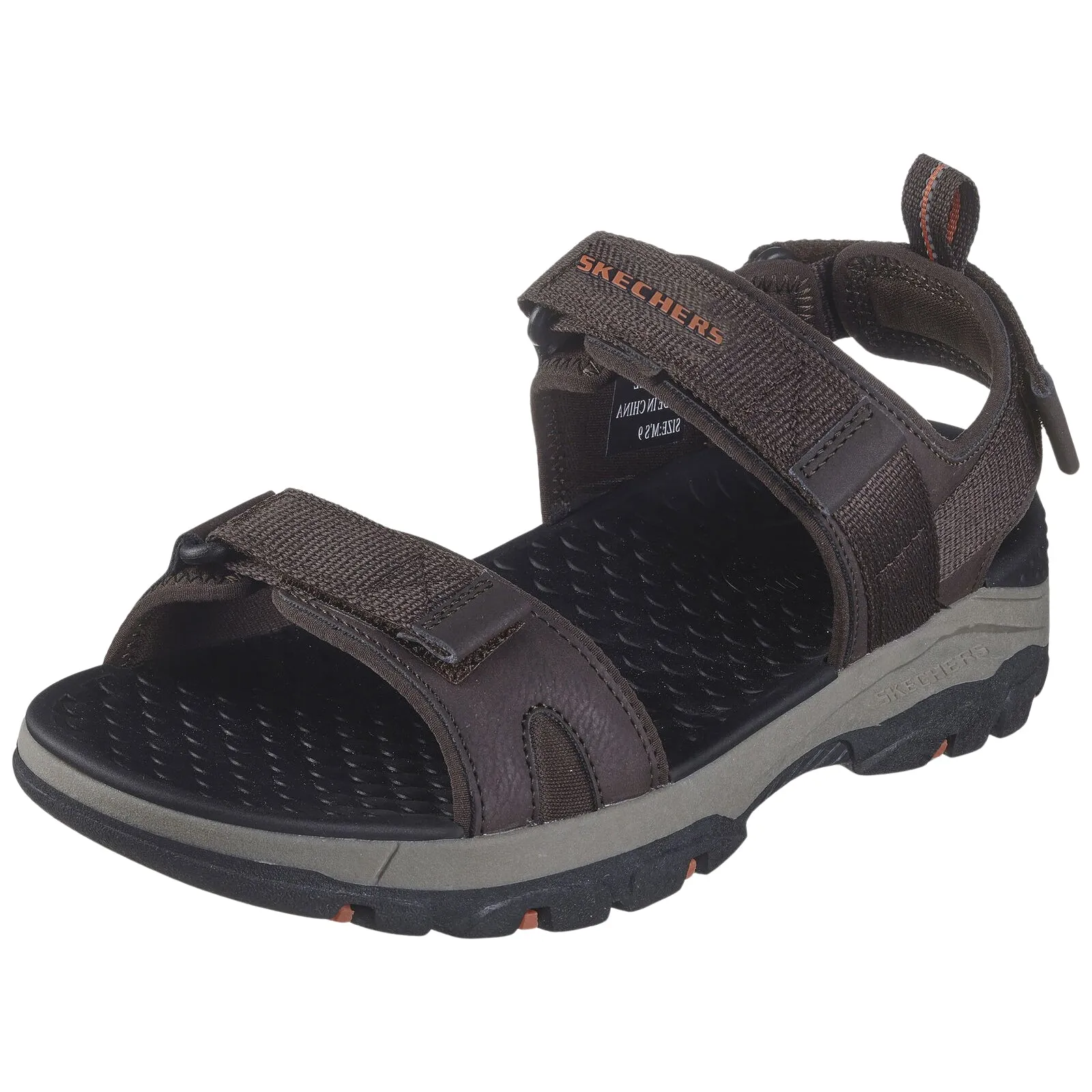 Skechers Mens Ryer Chocolate Brown Sports Walking Adjustable Vegan Sandal