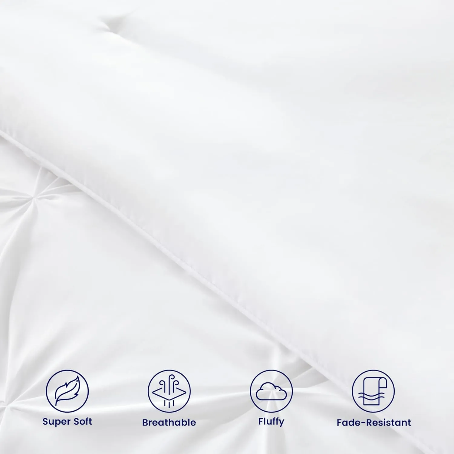 SLEEP ZONE Queen Comforter Set with Sheets, All Season Pintuck Bed in A Bag, Extra Thick, Soft and Comfortable, Machine Washable (White Pinch Pleat, Queen)