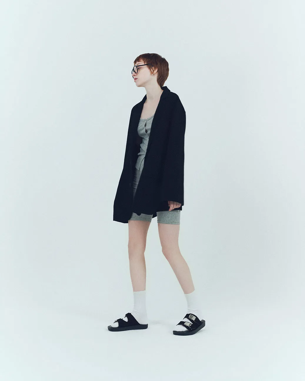 SLIDE BUCKLE PLATFORM SANDALS BLACK SUEDE