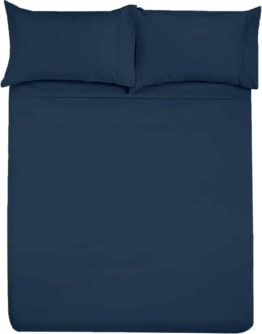 SlumberWell 4 Piece Luxury Soft Microfiber Fitted Bed Sheet Set for Campers, 8 to 12 Inch Deep Pocket, RV Three Quarter 48 x 75 3/4 Full Bunk, Navy Blue