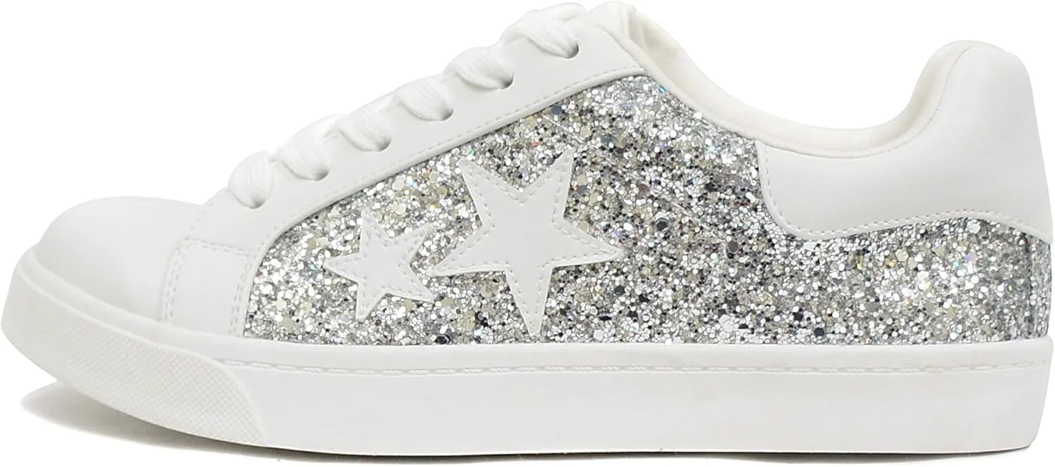 Soda Wander ~ Lace-up Double Layer Foam Padded Cushion Sock with Stars Low top Fashion Sneakers