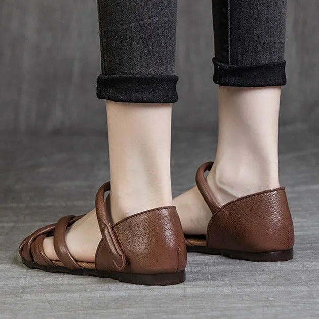 Soft Leather Sandals Summer Gladiator Flats