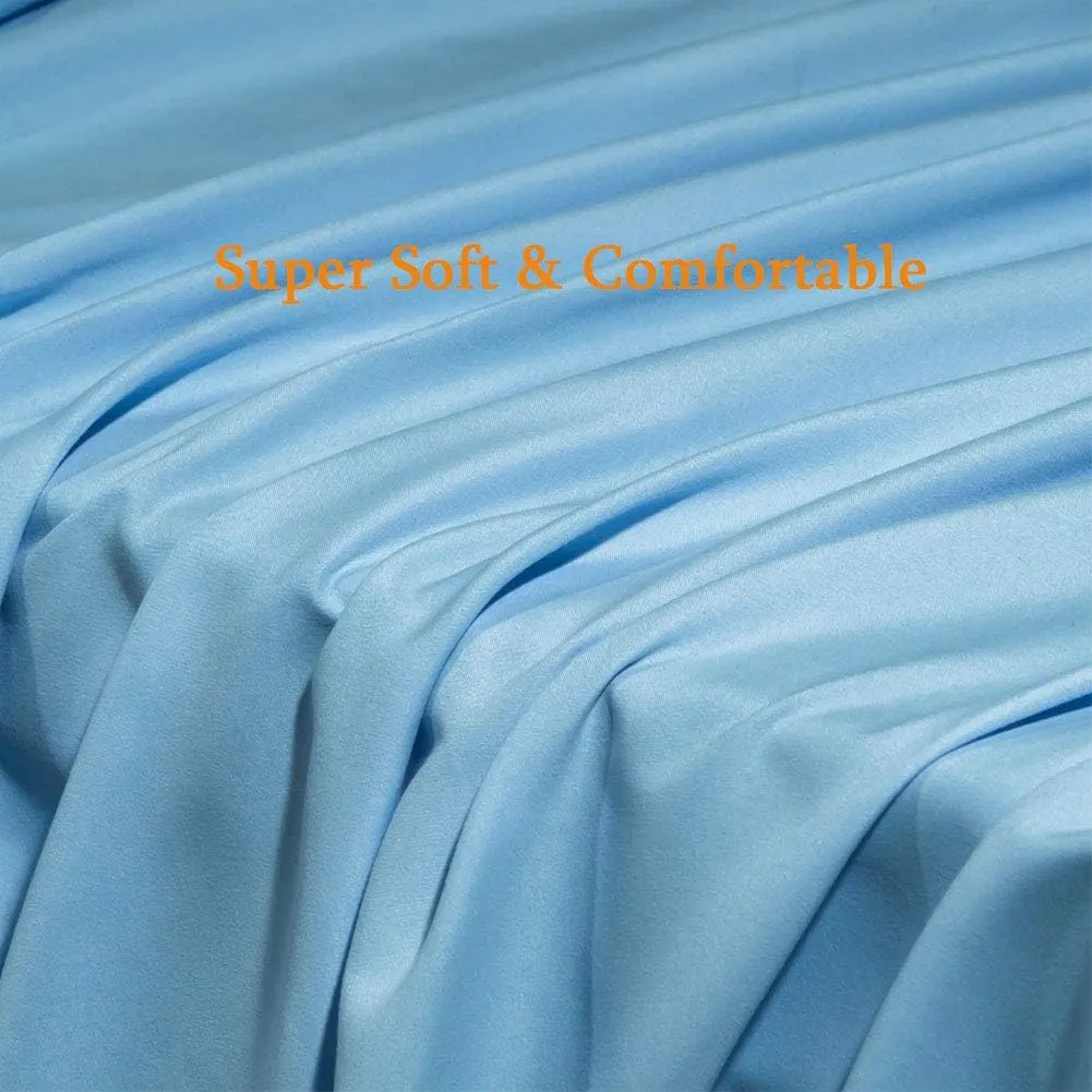 SONORO KATE Bed Sheet Set Super Soft Microfiber 1800 Thread Count Luxury Egyptian Sheets Fit 18-24 Inch Deep Pocket Mattress Wrinkle -6 Piece (Lake Blue, Queen)