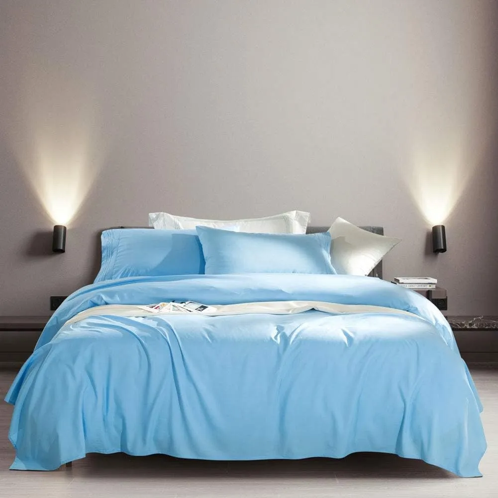 SONORO KATE Bed Sheet Set Super Soft Microfiber 1800 Thread Count Luxury Egyptian Sheets Fit 18-24 Inch Deep Pocket Mattress Wrinkle -6 Piece (Lake Blue, Queen)
