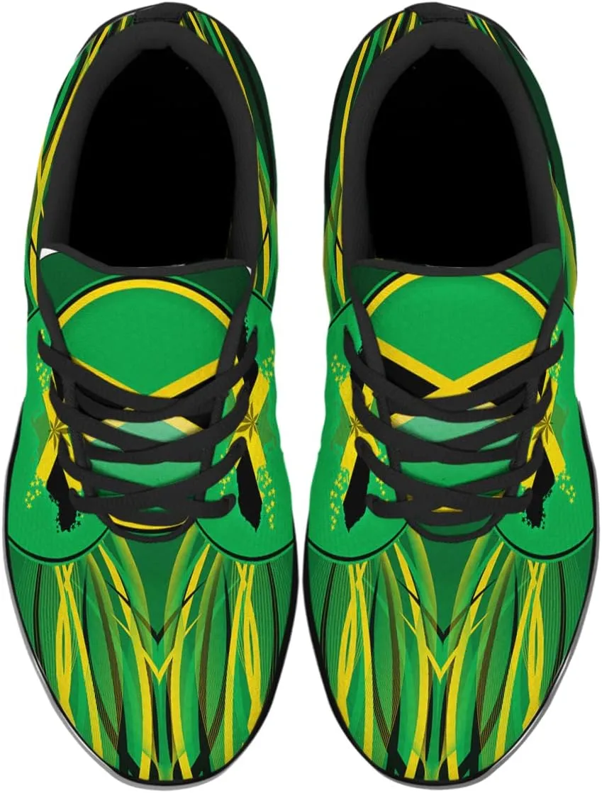 Sonzj-II Jamaican Flag Shoes for Women Men Running Sneakers Jamaican Reggae Print Comfortable Sports Walking Tennis Shoes
