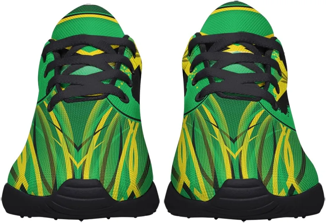 Sonzj-II Jamaican Flag Shoes for Women Men Running Sneakers Jamaican Reggae Print Comfortable Sports Walking Tennis Shoes