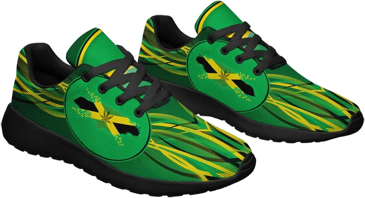 Sonzj-II Jamaican Flag Shoes for Women Men Running Sneakers Jamaican Reggae Print Comfortable Sports Walking Tennis Shoes