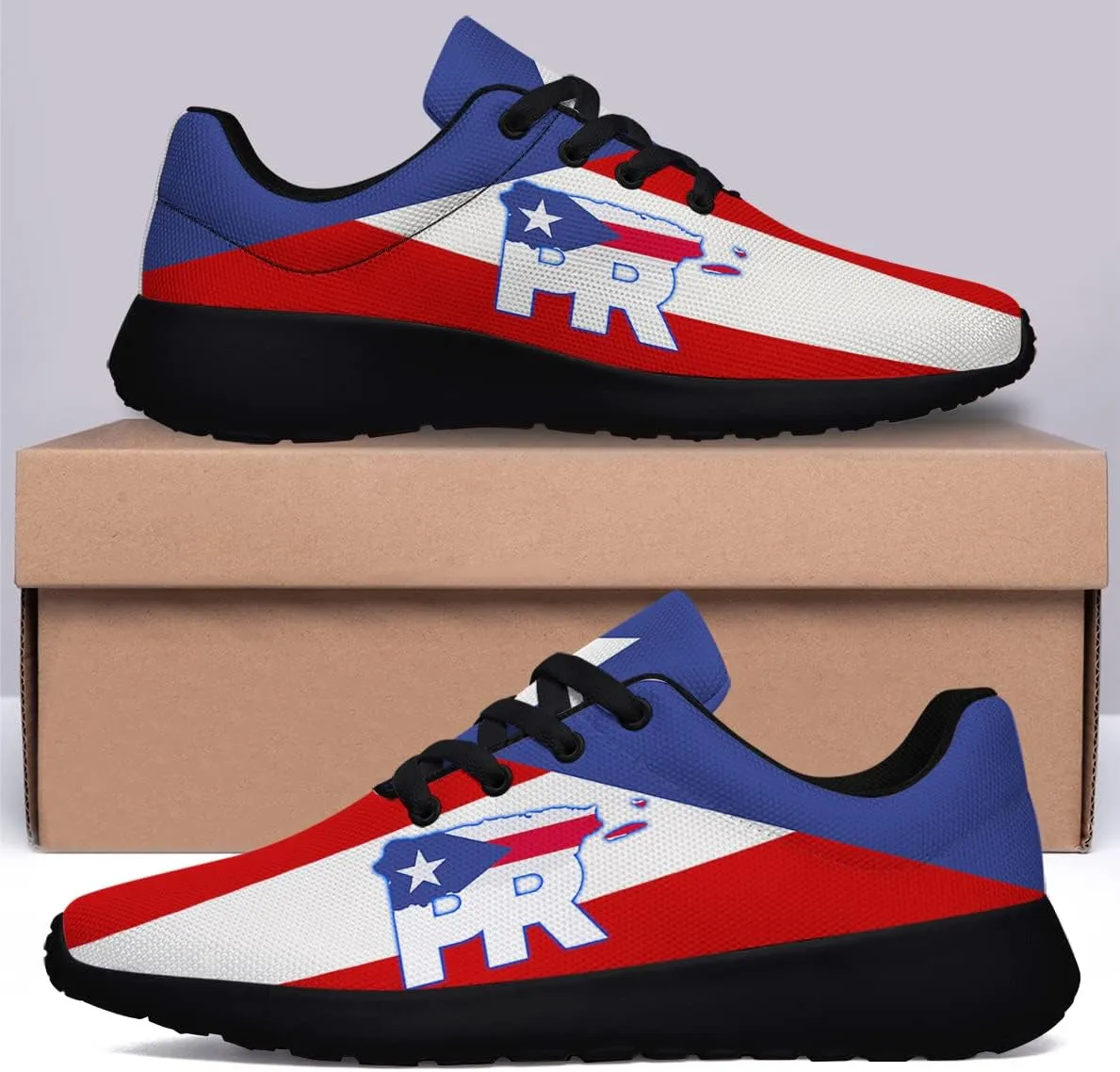 Sonzj-II Puerto Rico Shoes Mens Womens Running Shoes Athletic Casual Puerto Rico Flag Tennis Sneakers Gifts for Friends