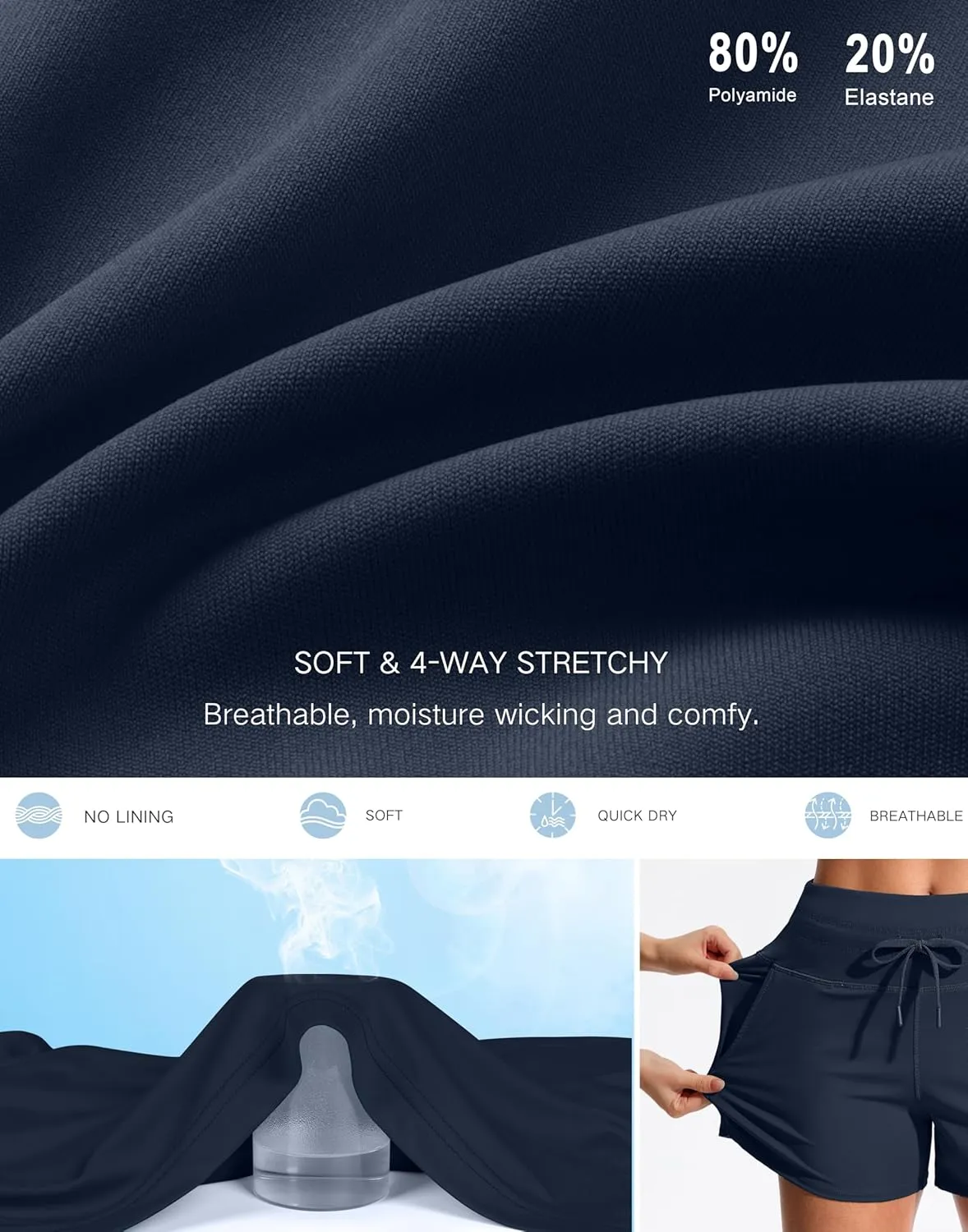 Soothfeel Women's Athletic Running Shorts with Pockets 3.5" Quick Dry High Waisted Workout Active Gym Shorts for Women