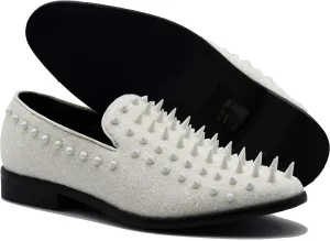 SPK16 Men's Vintage Spike Dress Loafers Slip On Fashion Shoes Classic Tuxedo Dress Shoes