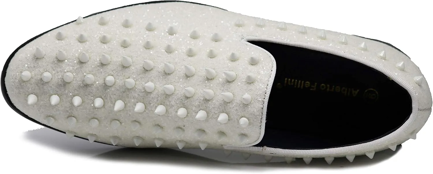 SPK16 Men's Vintage Spike Dress Loafers Slip On Fashion Shoes Classic Tuxedo Dress Shoes