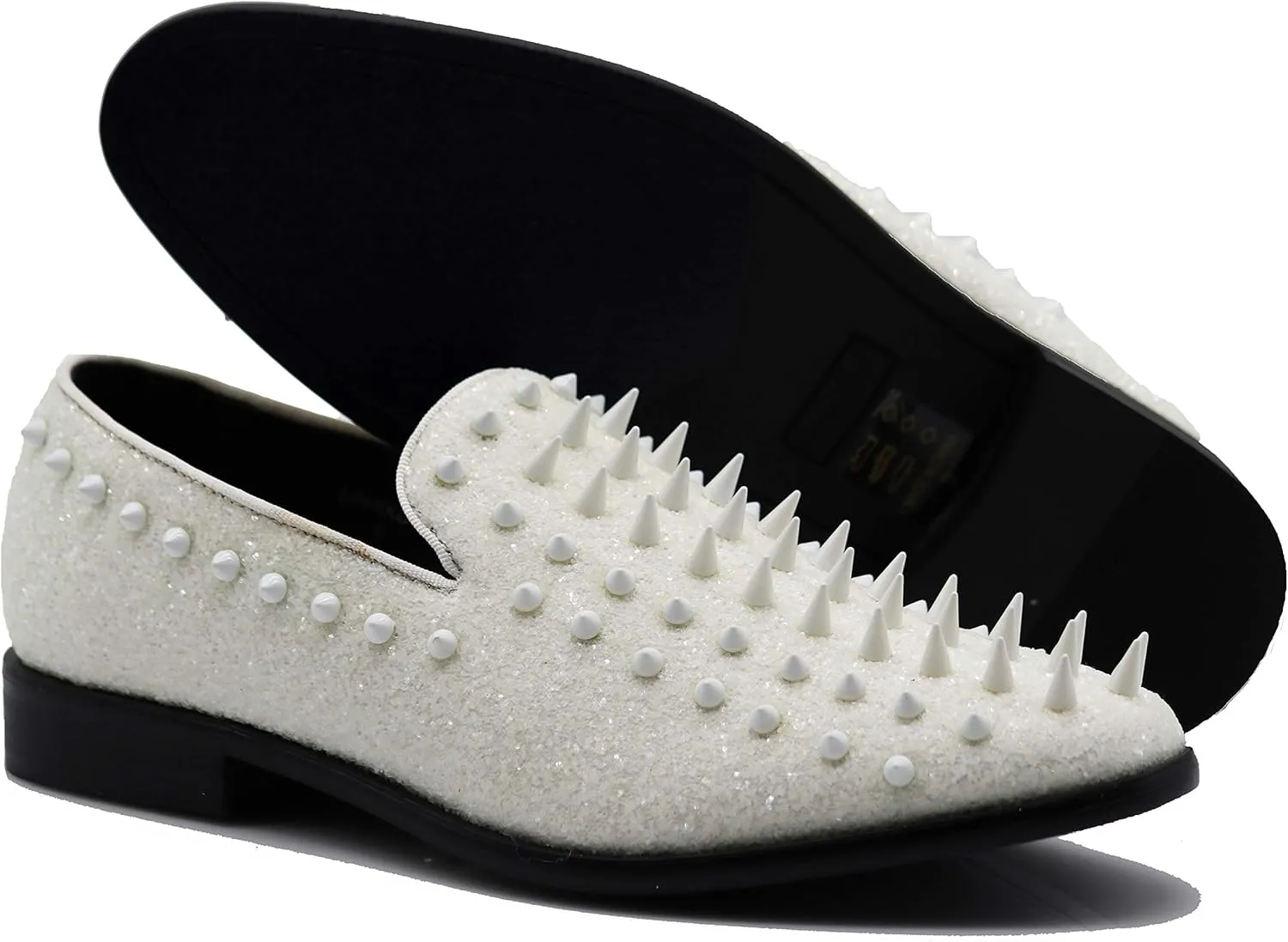 SPK16 Men's Vintage Spike Dress Loafers Slip On Fashion Shoes Classic Tuxedo Dress Shoes