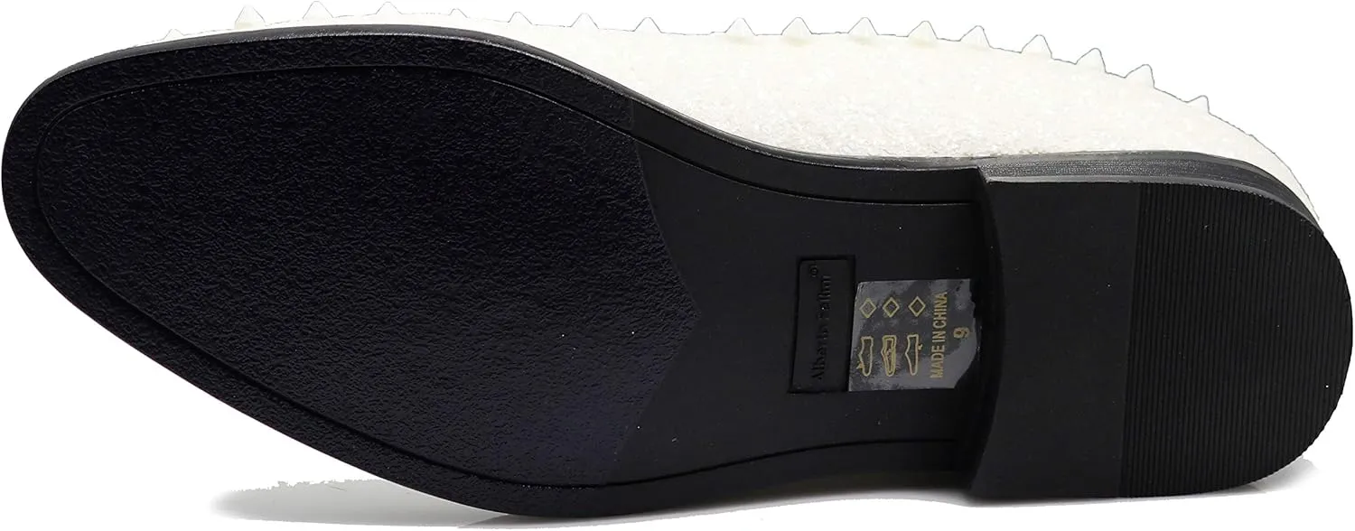 SPK16 Men's Vintage Spike Dress Loafers Slip On Fashion Shoes Classic Tuxedo Dress Shoes