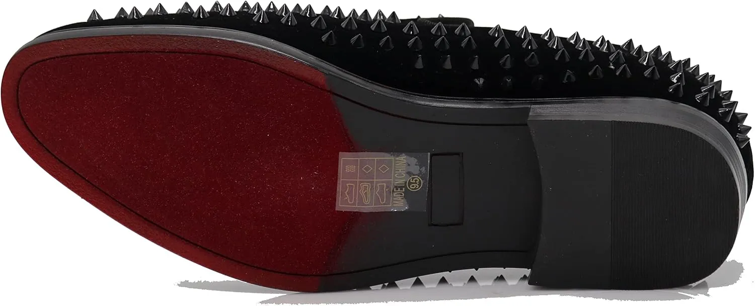 SPK24 Men Vintage Spikes Sparkle Formal Tuxedo Stage Fashion Slip On Loafer Dress Shoes