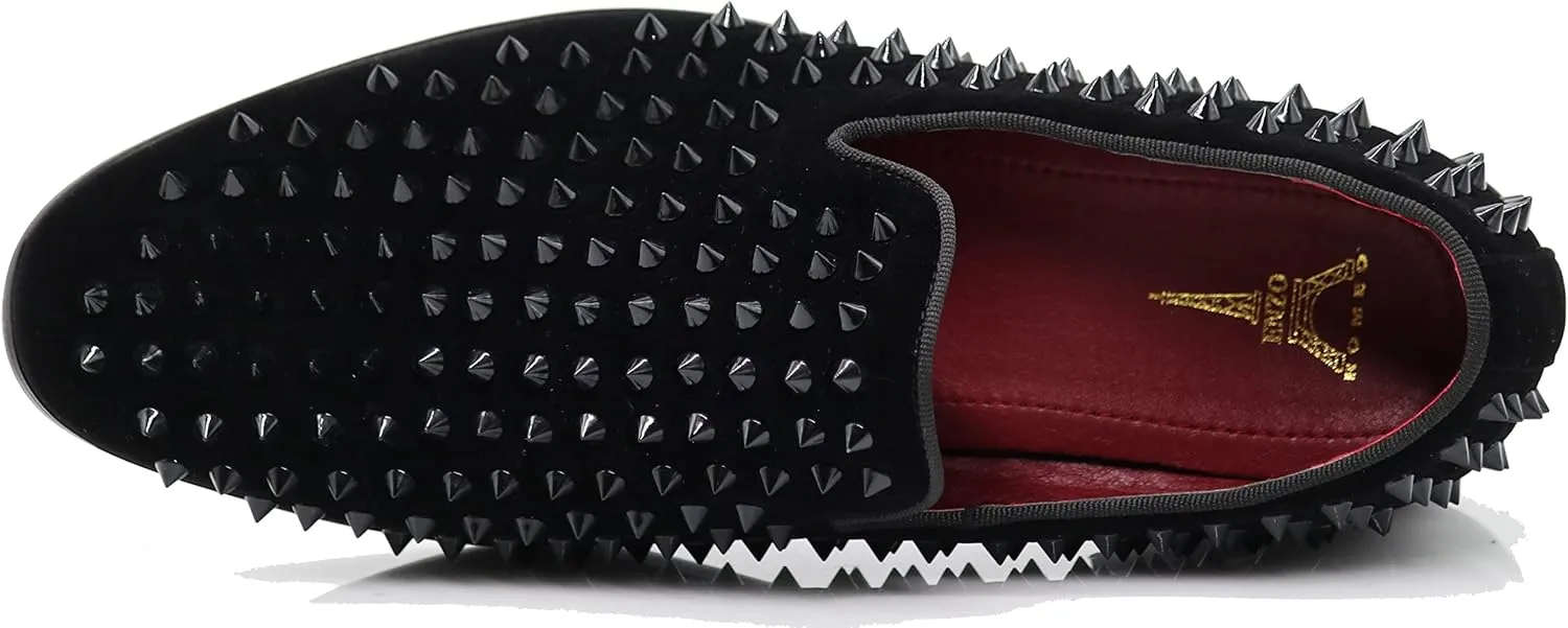 SPK24 Men Vintage Spikes Sparkle Formal Tuxedo Stage Fashion Slip On Loafer Dress Shoes