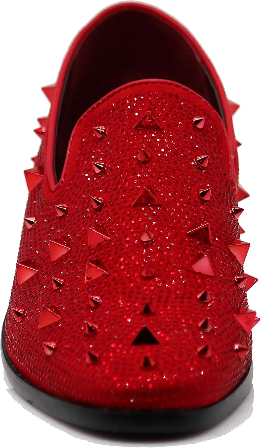 SPK24 Men Vintage Spikes Sparkle Formal Tuxedo Stage Fashion Slip On Loafer Dress Shoes