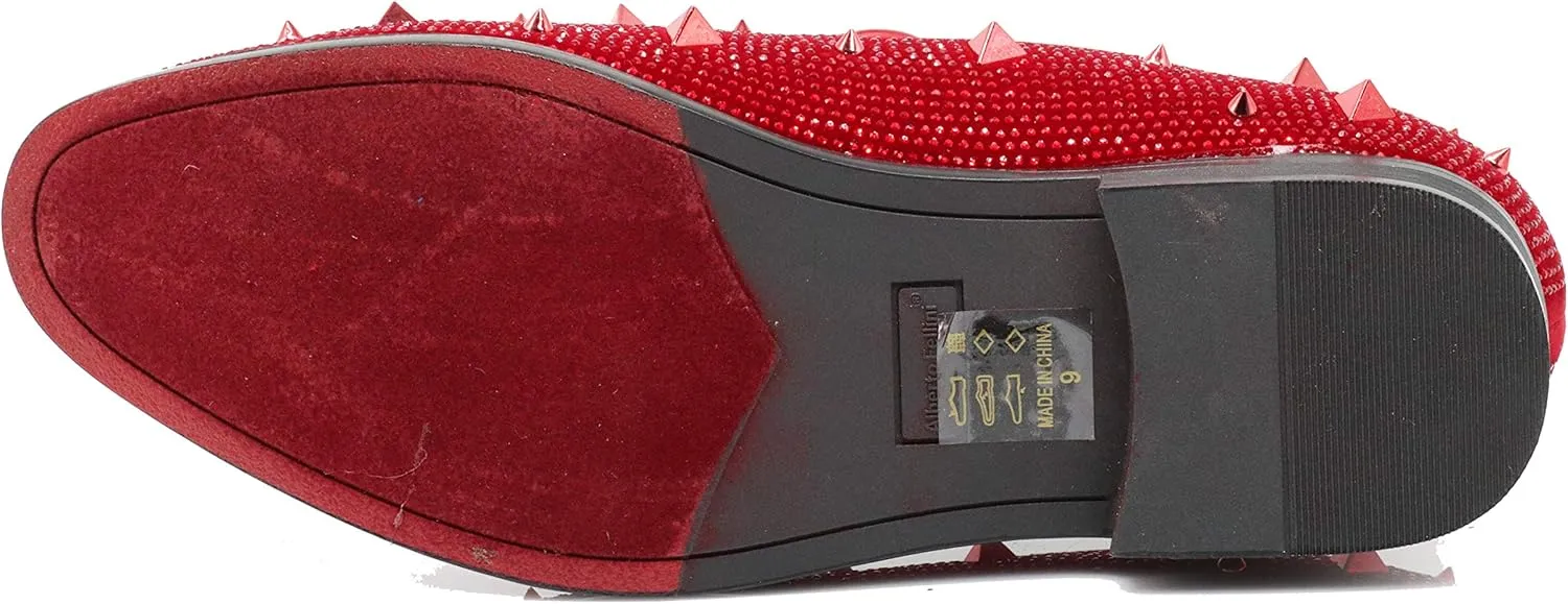 SPK24 Men Vintage Spikes Sparkle Formal Tuxedo Stage Fashion Slip On Loafer Dress Shoes