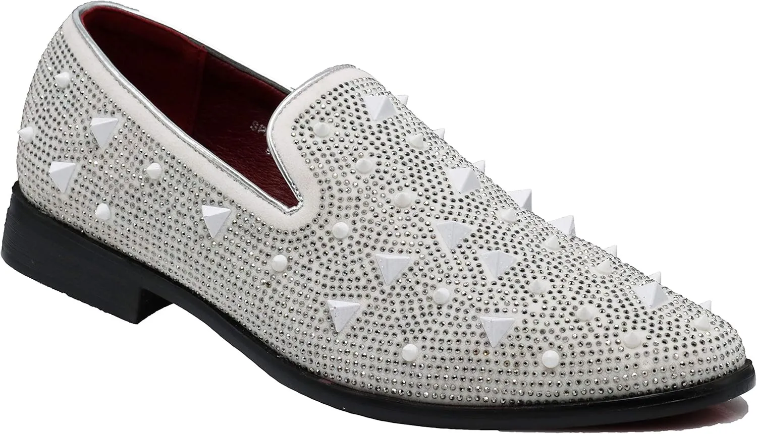 SPK24 Men Vintage Spikes Sparkle Formal Tuxedo Stage Fashion Slip On Loafer Dress Shoes