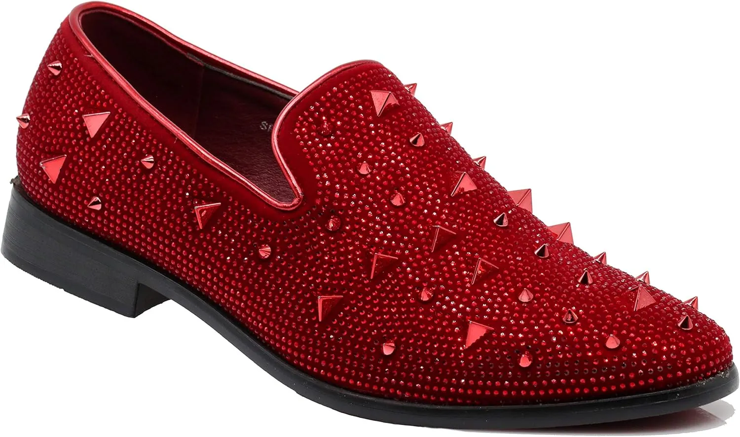 SPK24 Men Vintage Spikes Sparkle Formal Tuxedo Stage Fashion Slip On Loafer Dress Shoes