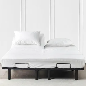Split Head Flex King Sheet Set - 100% Cotton Bed Sheets for Adjustable Beds - Flex Top King Sheets for Sleep Number Beds 18" Deep, 30" Split Top 4 Piece Set (Half Split Fitted) White