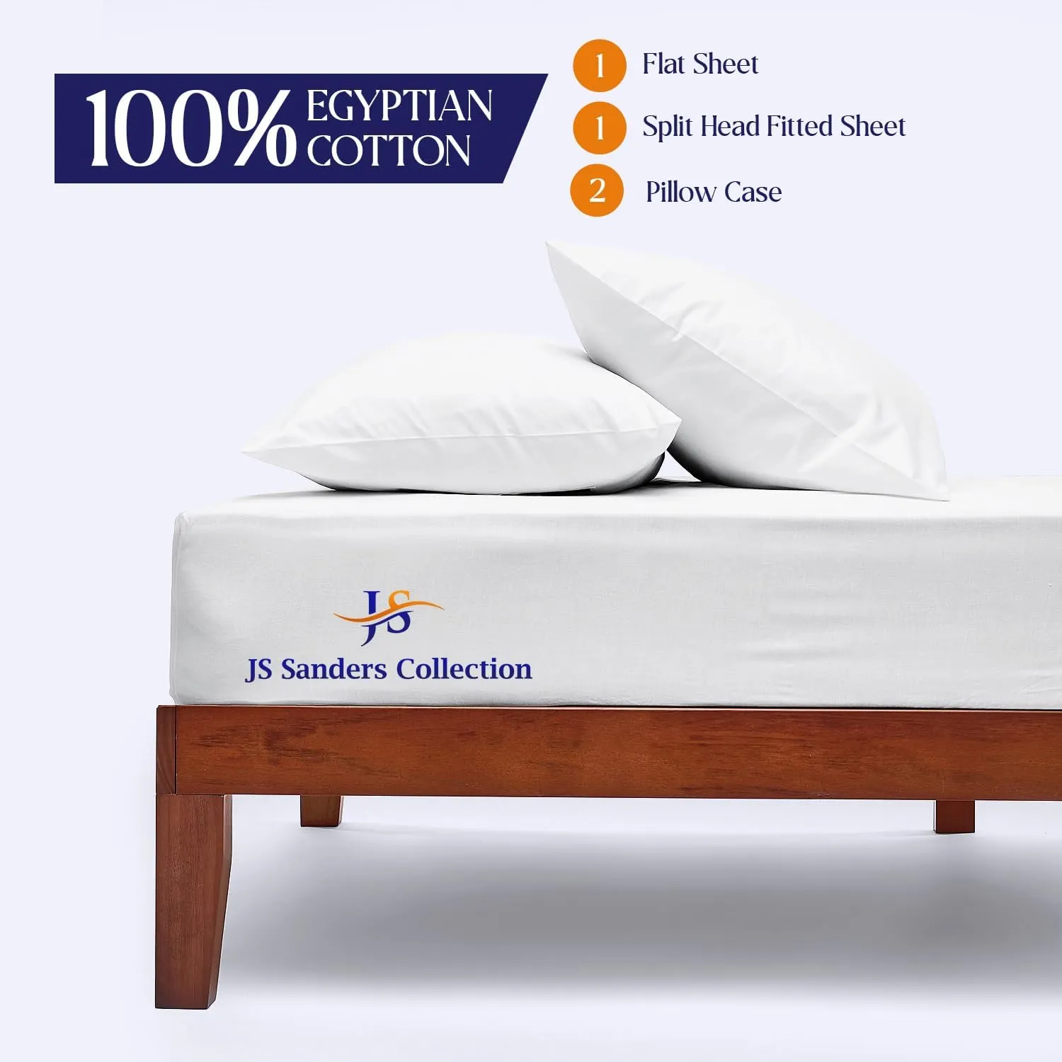 Split Head Flex King Sheet Set - 100% Cotton Bed Sheets for Adjustable Beds - Flex Top King Sheets for Sleep Number Beds 18" Deep, 30" Split Top 4 Piece Set (Half Split Fitted) White