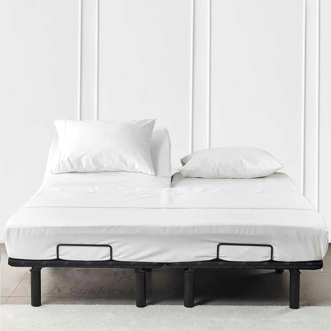 Split Head Flex King Sheet Set - 100% Cotton Bed Sheets for Adjustable Beds - Flex Top King Sheets for Sleep Number Beds 18" Deep, 30" Split Top 4 Piece Set (Half Split Fitted) White