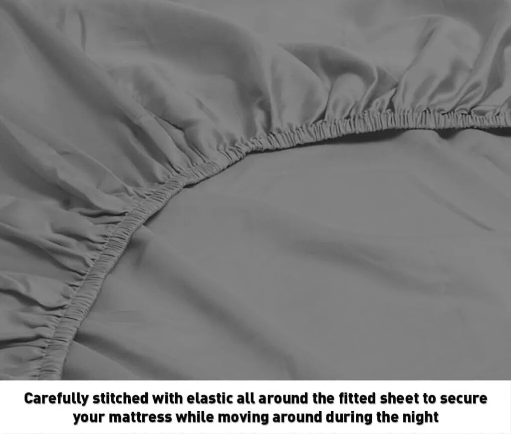 Split King Egyptian Cotton Bed Sheet Set with 2 Fitted,1 Flat Sheet and 2 King Pillowcases - Double Brushed and Wrinkle Resistance. (Plum- SK)