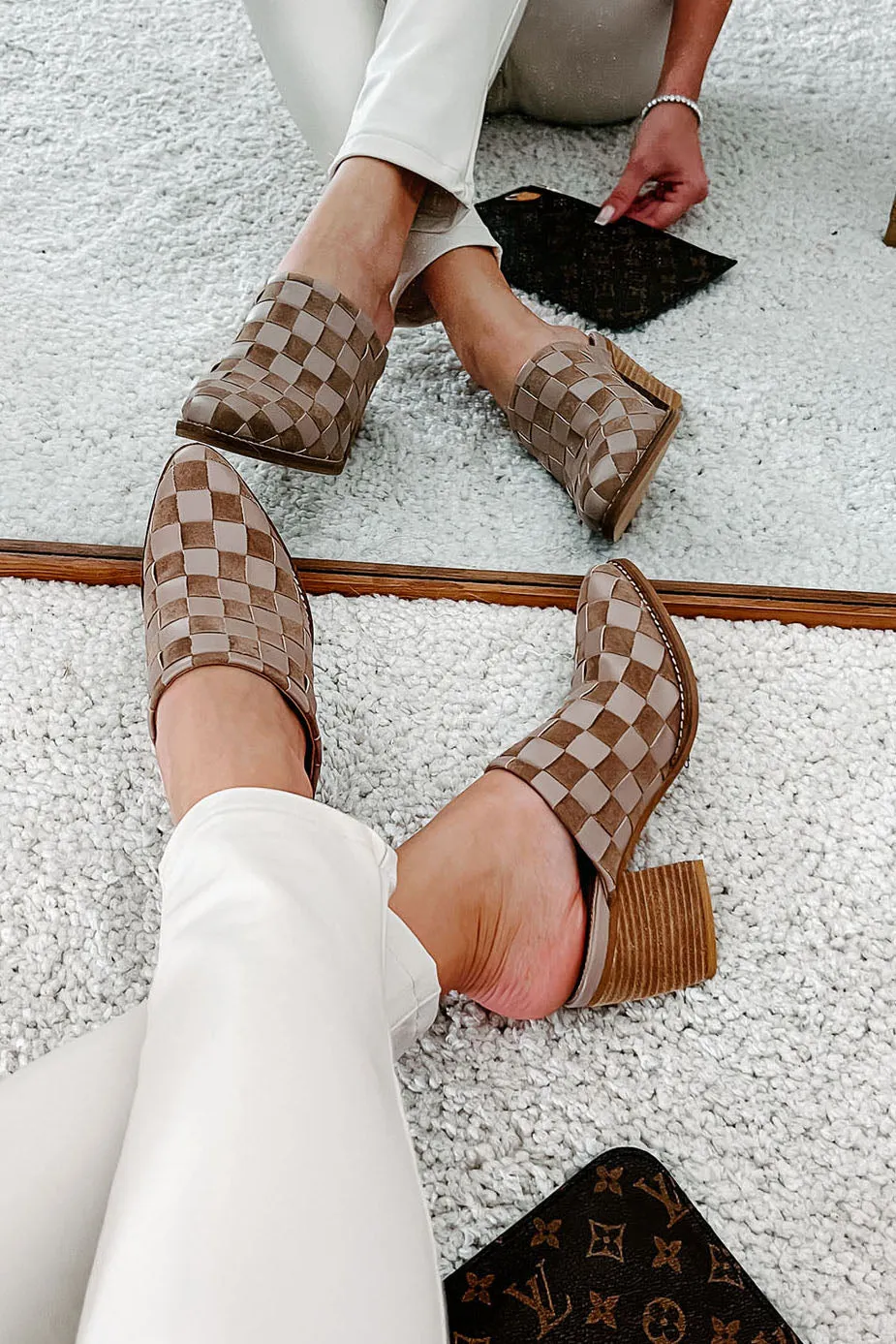 Standing Apart Checkered Mule (Taupe)