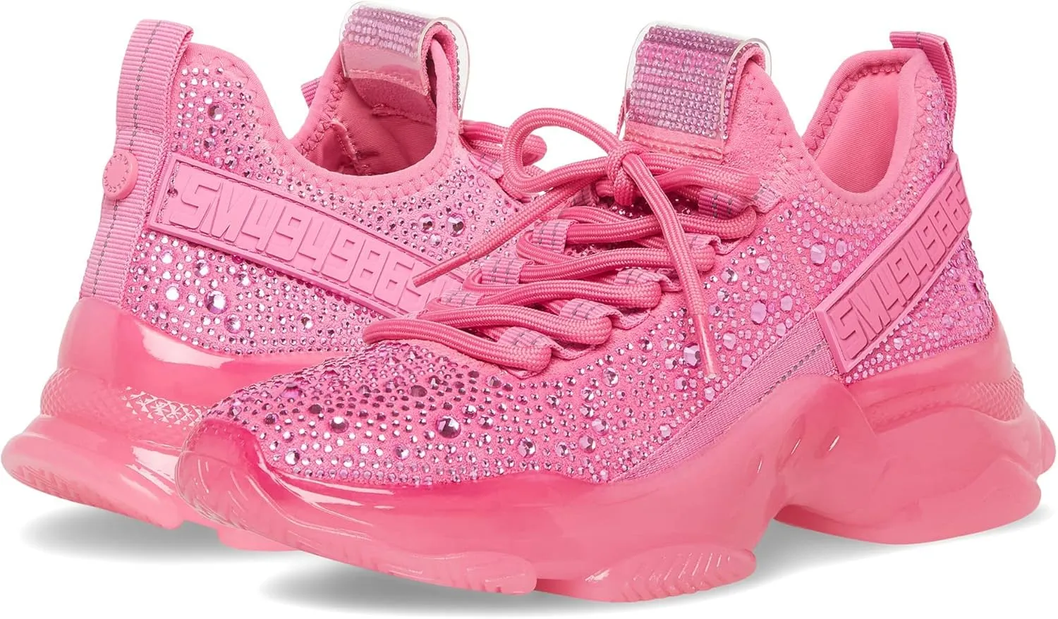 Steve Madden Women's Maxima Sneaker, Pink Rhinestone, 6.5