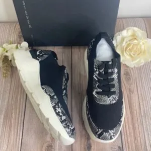 Steven  Black Snake Skin Fabric Sneakers 8M