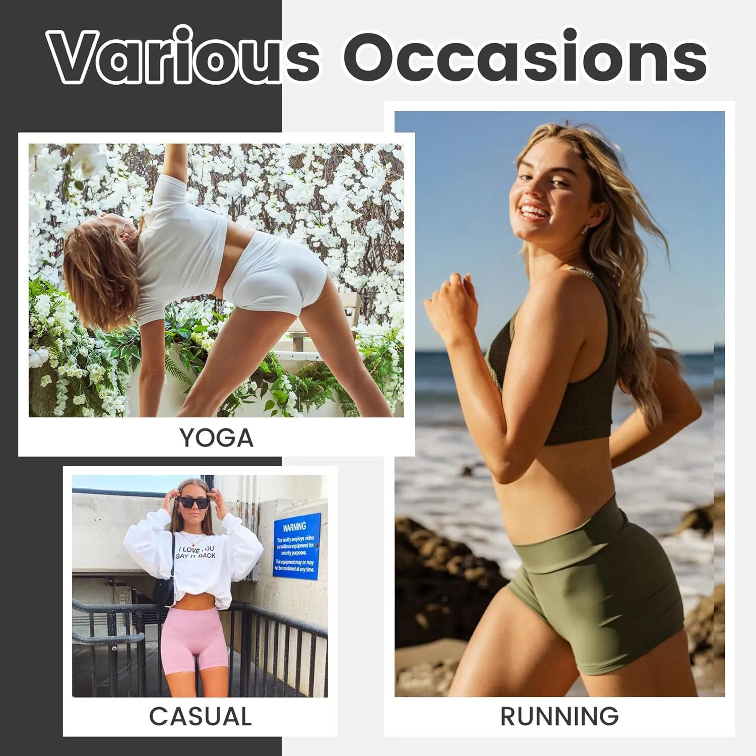 Sundwudu 4 Pack Biker Shorts for Women - 8”/5”/3” High Waist Tummy Control Summer Workout Shorts for Running Yoga Athletic