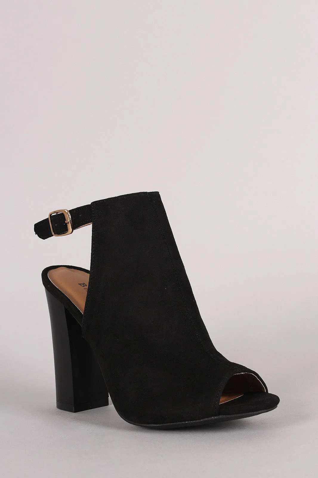 Super special Bamboo Minimalist Suede Ankle Mule Strap Heeled Chunky Booties