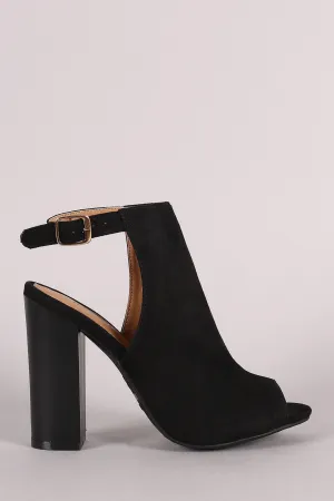 Super special Bamboo Minimalist Suede Ankle Mule Strap Heeled Chunky Booties
