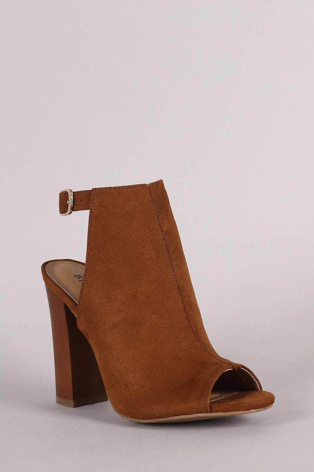 Super special Bamboo Minimalist Suede Ankle Mule Strap Heeled Chunky Booties