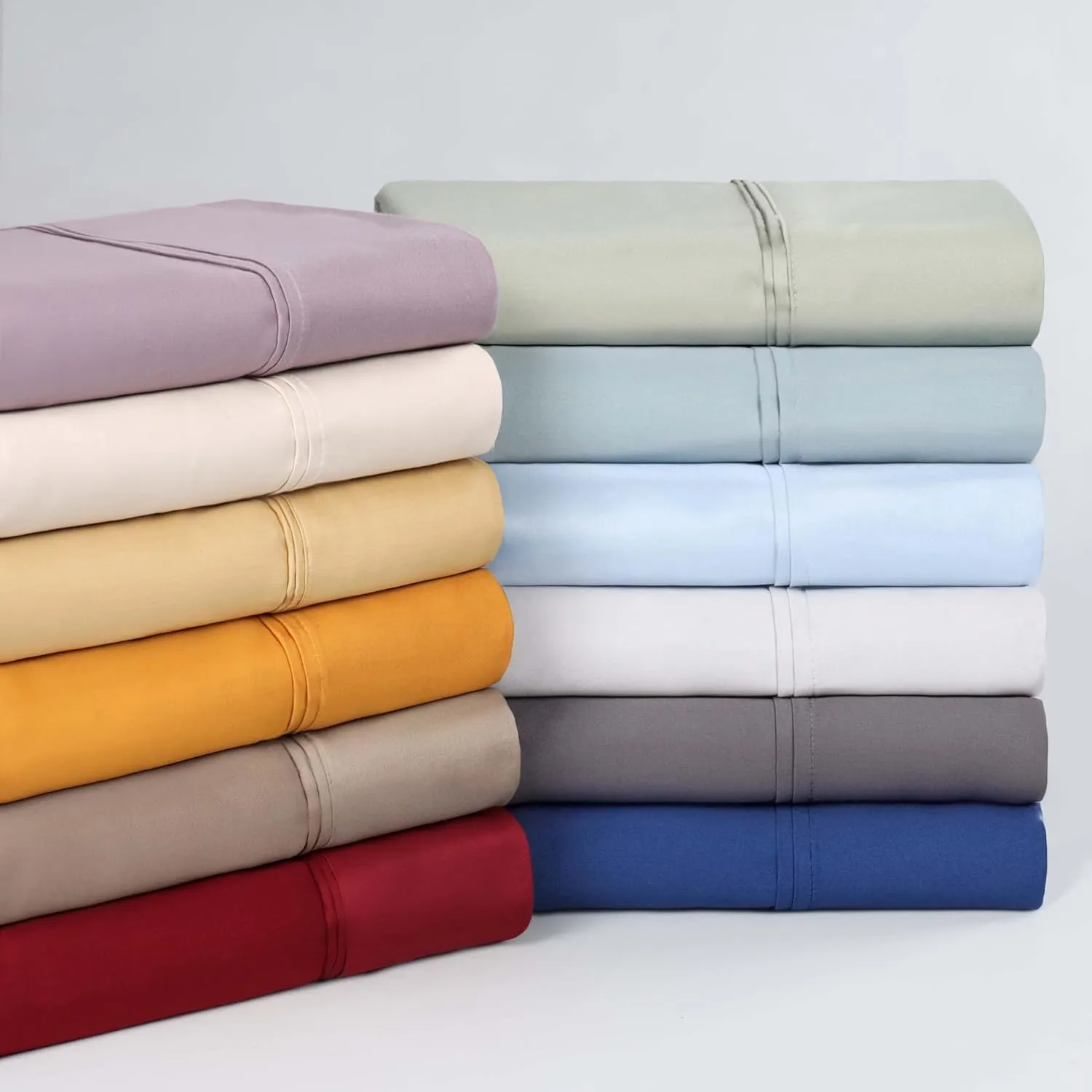Superior 1200 Thread Count Egyptian Cotton Sheet Set, Bedroom Sheets, Modern Home Essentials, Luxury Bedding, 1 Elastic Deep Pocket Fitted Bed Sheet, 1 Flat Sheet, 2 Pillowcases, Full, Zephyr