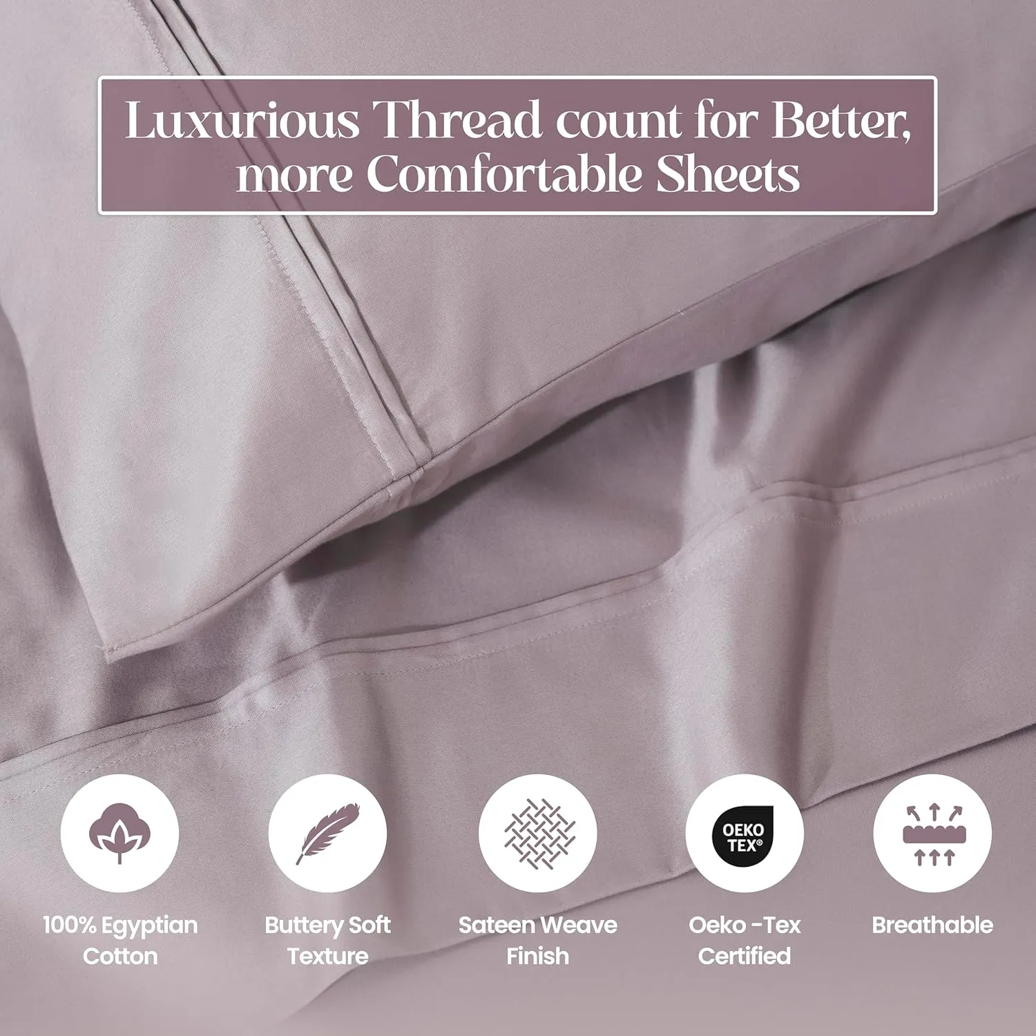 Superior 1200 Thread Count Egyptian Cotton Sheet Set, Bedroom Sheets, Modern Home Essentials, Luxury Bedding, 1 Elastic Deep Pocket Fitted Bed Sheet, 1 Flat Sheet, 2 Pillowcases, Full, Zephyr