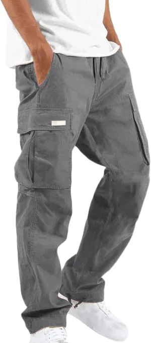 Sweatpants for Men Casual Relaxed Sweat Pants Elastic Waist Baggy Trousers Athletic Cotton Sweatpants with Pockets