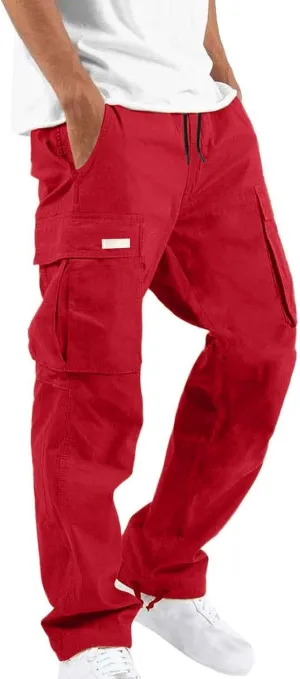 Sweatpants for Men Casual Relaxed Sweat Pants Elastic Waist Baggy Trousers Athletic Cotton Sweatpants with Pockets