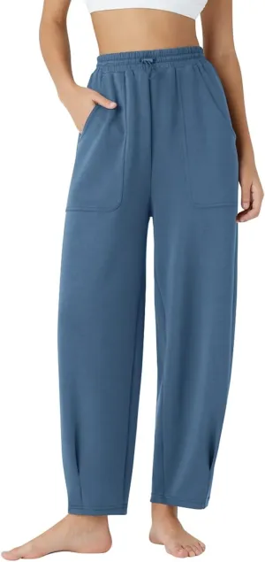 Sweatpants Women Baggy Elastic High Waisted Lounge Pants Loose Casual Stretchy Straight Leg Harem Pants with Pockets