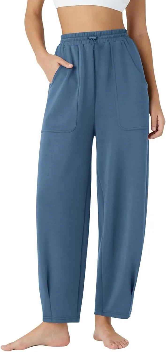 Sweatpants Women Baggy Elastic High Waisted Lounge Pants Loose Casual Stretchy Straight Leg Harem Pants with Pockets