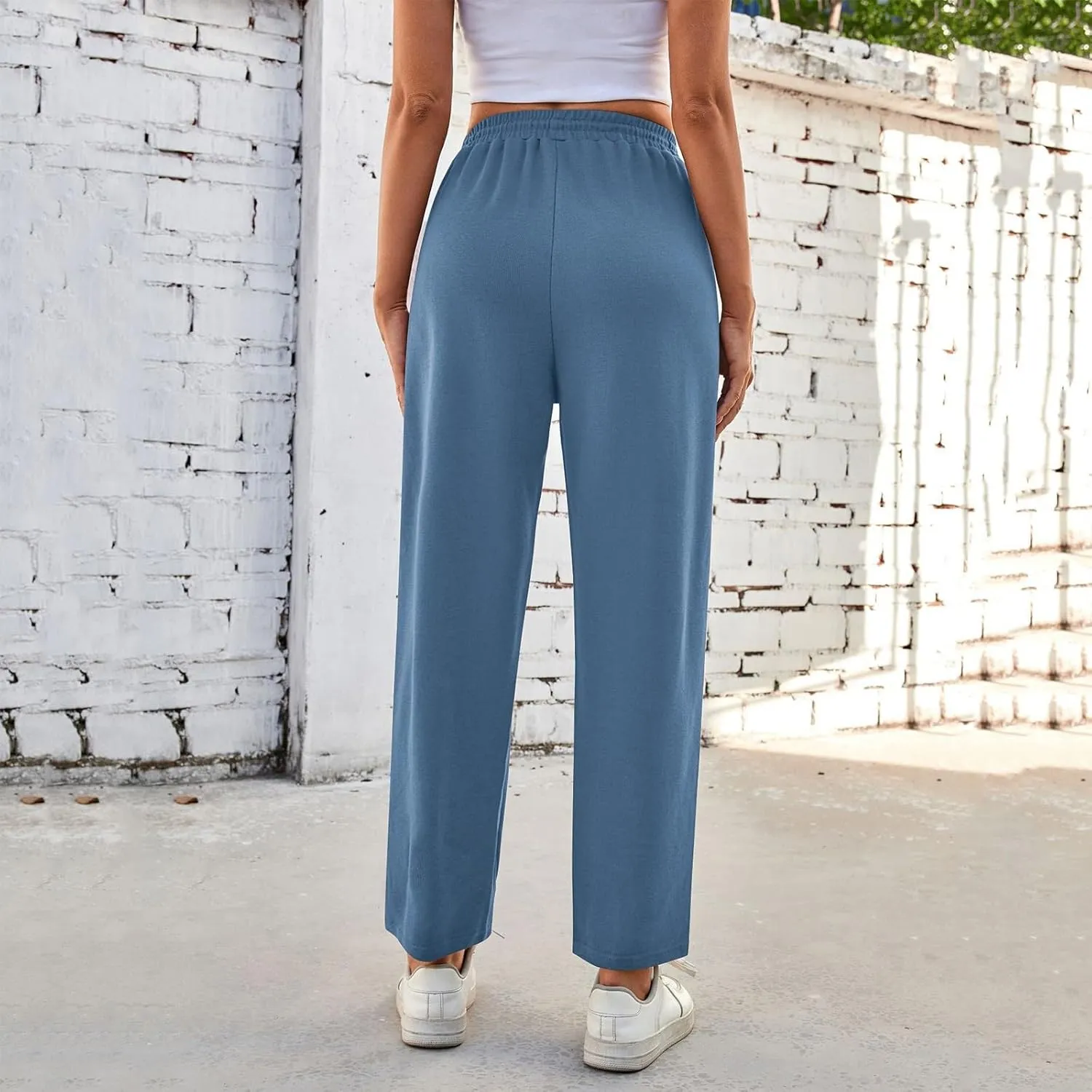 Sweatpants Women Baggy Elastic High Waisted Lounge Pants Loose Casual Stretchy Straight Leg Harem Pants with Pockets