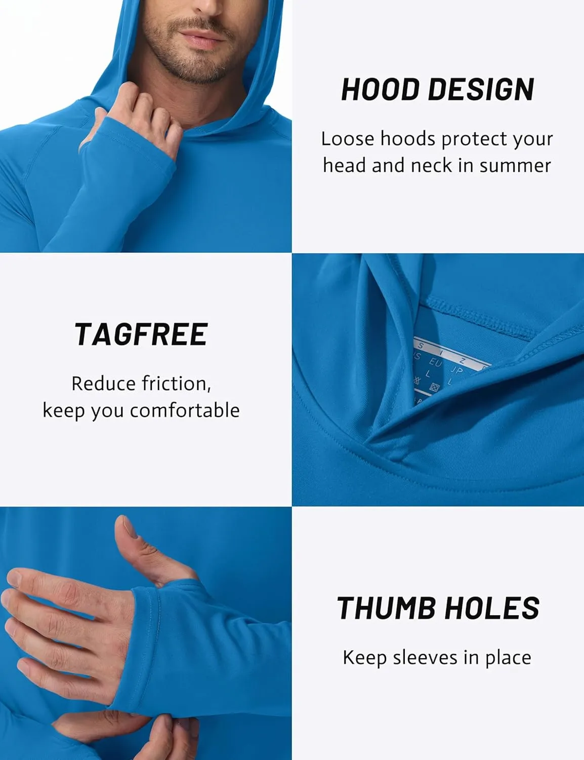 TACVASEN Men’s Sun Protection Shirts UPF 50  Rash Guard for Men Long Sleeve Lightweight SPF UV Hoodie Swimming Hiking