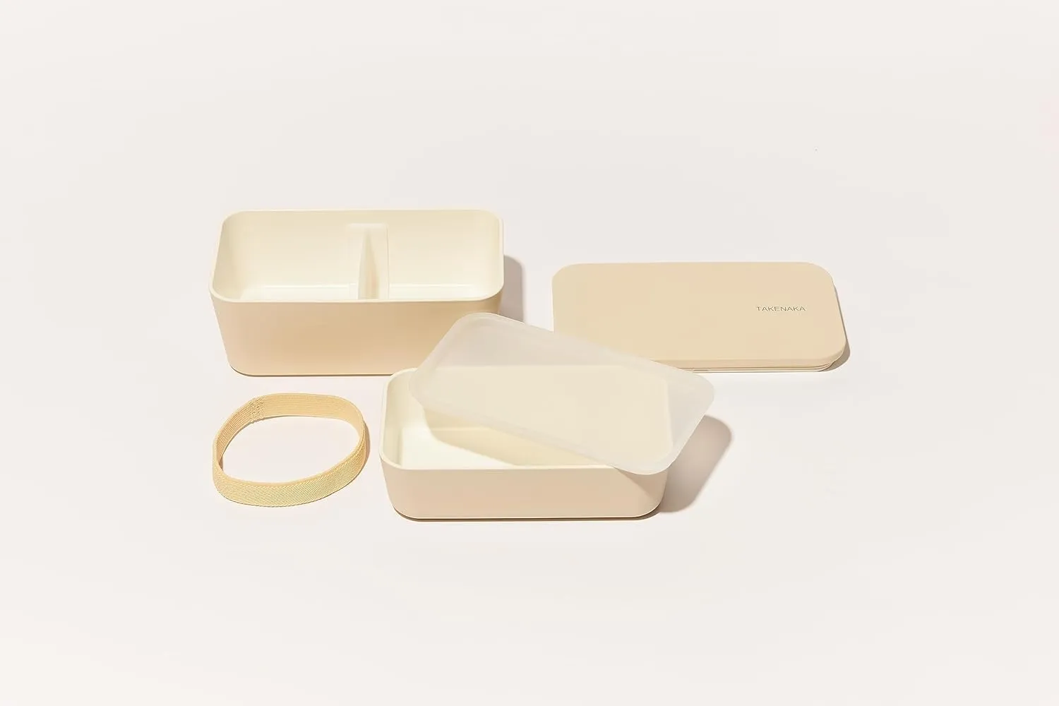 TAKENAKA Bento Lunch Box, Flat Dual Eco-Friendly and Sutainable Bento box from Japan (White Eggshell)