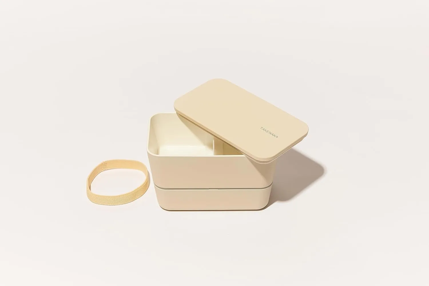TAKENAKA Bento Lunch Box, Flat Dual Eco-Friendly and Sutainable Bento box from Japan (White Eggshell)