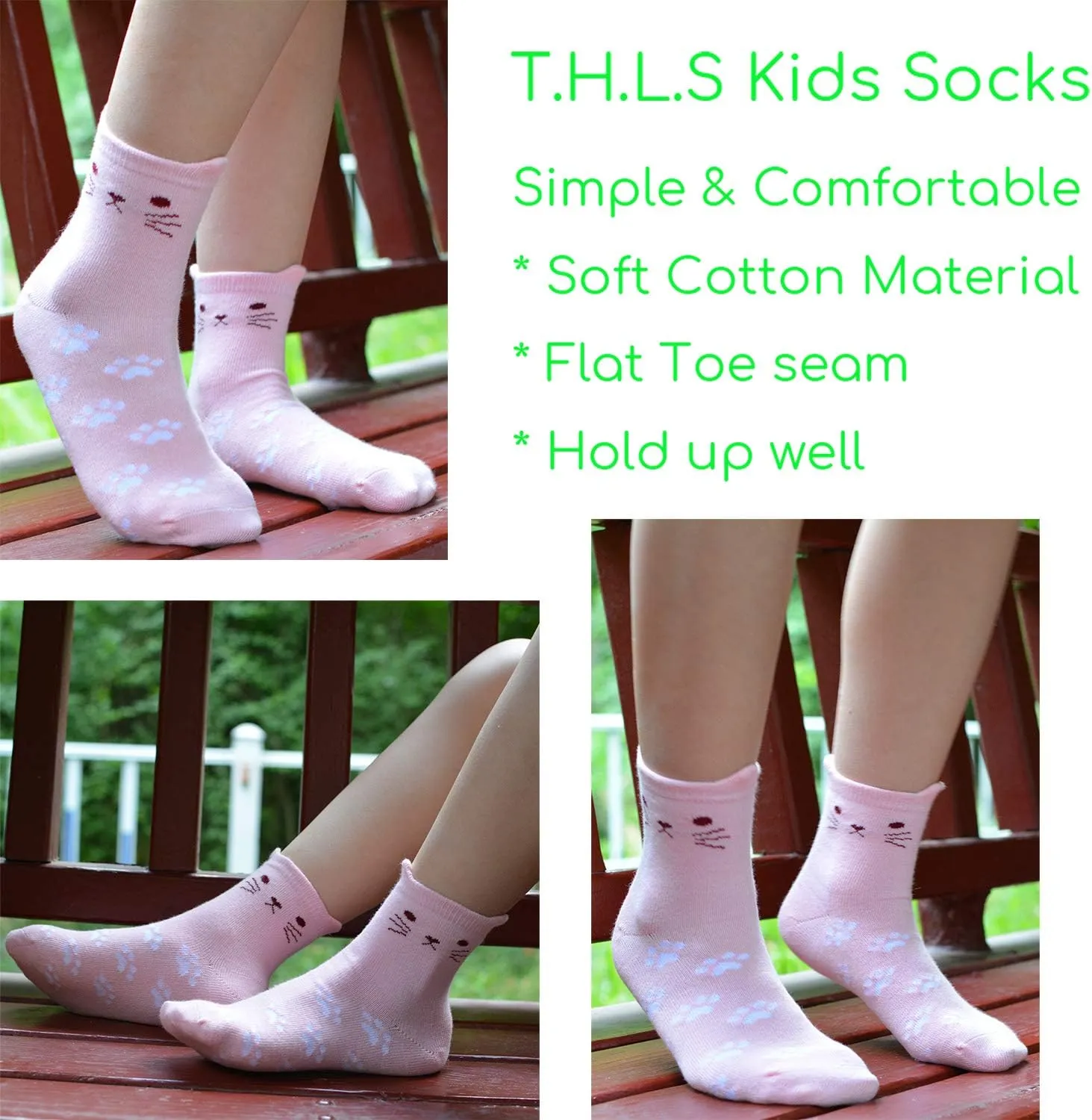 Tandi Kids Girls Cotton Cute Socks Low Cut Crew Ankle No Toe Seam Pack of 5