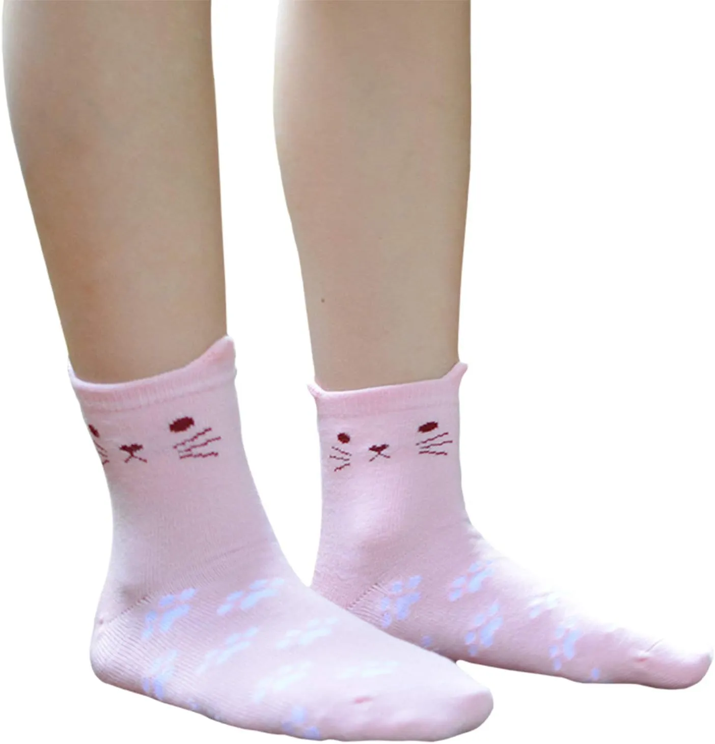 Tandi Kids Girls Cotton Cute Socks Low Cut Crew Ankle No Toe Seam Pack of 5