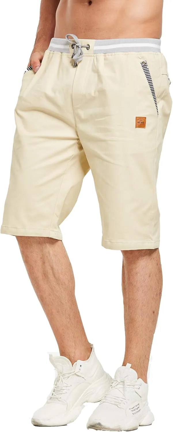 Tansozer Men's Shorts Casual Classic Fit Drawstring Summer Beach Shorts with Elastic Waist and Pockets