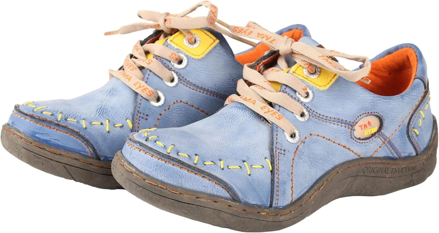 TMA EYES Women 's Hand Stitched Leather Walking Shoes