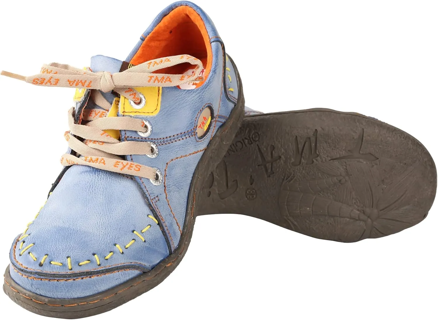 TMA EYES Women 's Hand Stitched Leather Walking Shoes